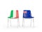 Two chairs with flags of Italy and new zealand