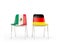 Two chairs with flags of Mexico and germany isolated on white
