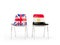 Two chairs with flags of United Kingdom and egypt isolated on white