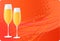 Two champagne glass on halftone background