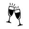 Two champagne glasses graphic illustration