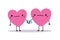 Two characters heart form connected by rope together hand drawn vector illustration in cartoon comic style toxic realtions