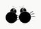 Two cheerful cheeky black spiders on a white background. Flat icon