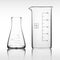 Two Chemical Laboratory Glassware Or Beaker. Glass Equipment Empty Clear Test Tube