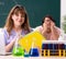 Two chemists students in classroom