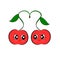 two cherries character couple in love valentines day picture cherry fruit cute character design greeting cards t-shirt