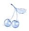 Two cherries made of water splashes. Concept image