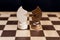 Two chess knights are facing each other on the chessboard
