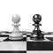 Two chess pawns, black and white figures