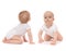 Two child baby toddlers sitting crawling happy