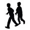 Two children body running black color silhouette vector