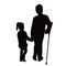 Two children body walking black color silhouette vector