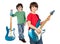Two children with electric guitar