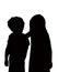 Two children head black color silhouette vector