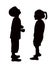 Two children making chat silhouette vector