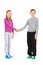 Two children shake hands