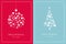 Two Christmas cards on a red and light blue background. White medical icons.