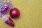 Two christmas toy bump and christmas red ball on white