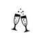 Two Clinking Glasses Champagne, Celebration Flat Vector Icon