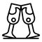 Two clinking glasses icon, outline style