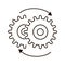Two clockwise cogwheels  vector icon