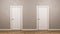 Two Closed White Doors in Front in the Room