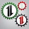 Two closest arrows up-down sign. Vector. Three connected gears w