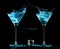 Two Cocktail Glasses with Blue Vodka. Style and Celebration Concept