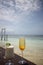 Two cocktails in front of a fringing reef in Queensland, Australia