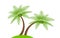 Two coconut tree simple isolated on white, illustration coconut palm tree, coconut tree for clip art, palm tree on small hill