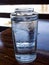 Two cold water glass with ice cubes, Water drops, Close up & Macro shot, Selective focus, Healthy Drink concept