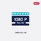 Two color 1080p full hd vector icon from cinema concept. isolated blue 1080p full hd vector sign symbol can be use for web, mobile