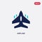 Two color airplane vector icon from army concept. isolated blue airplane vector sign symbol can be use for web, mobile and logo.