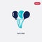 Two color ballons vector icon from charity concept. isolated blue ballons vector sign symbol can be use for web, mobile and logo.