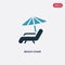 Two color beach chair vector icon from summer concept. isolated blue beach chair vector sign symbol can be use for web, mobile and