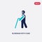 Two color blindman with cane vector icon from behavior concept. isolated blue blindman with cane vector sign symbol can be use for