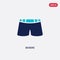 Two color boxers vector icon from clothes concept. isolated blue boxers vector sign symbol can be use for web, mobile and logo.