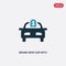 Two color brand new car with dollar price tag vector icon from mechanicons concept. isolated blue brand new car with dollar price