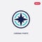 Two color cardinal points on winds star vector icon from army concept. isolated blue cardinal points on winds star vector sign