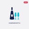 Two color champagne bottle vector icon from food concept. isolated blue champagne bottle vector sign symbol can be use for web,
