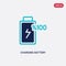 Two color charging battery vector icon from electronic stuff fill concept. isolated blue charging battery vector sign symbol can