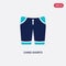 Two color chino shorts vector icon from clothes concept. isolated blue chino shorts vector sign symbol can be use for web, mobile