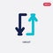 Two color circuit vector icon from arrows 2 concept. isolated blue circuit vector sign symbol can be use for web, mobile and logo