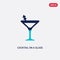 Two color cocktail on a glass vector icon from food concept. isolated blue cocktail on a glass vector sign symbol can be use for