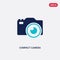 Two color compact camera vector icon from electronic stuff fill concept. isolated blue compact camera vector sign symbol can be