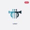 Two color cornet vector icon from music concept. isolated blue cornet vector sign symbol can be use for web, mobile and logo. eps