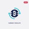 Two color currency circulate vector icon from cryptocurrency economy concept. isolated blue currency circulate vector sign symbol