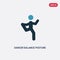 Two color dancer balance posture on one leg vector icon from sports concept. isolated blue dancer balance posture on one leg