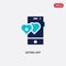 Two color dating app vector icon from love & wedding concept. isolated blue dating app vector sign symbol can be use for web,