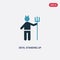 Two color devil standing up vector icon from people concept. isolated blue devil standing up vector sign symbol can be use for web